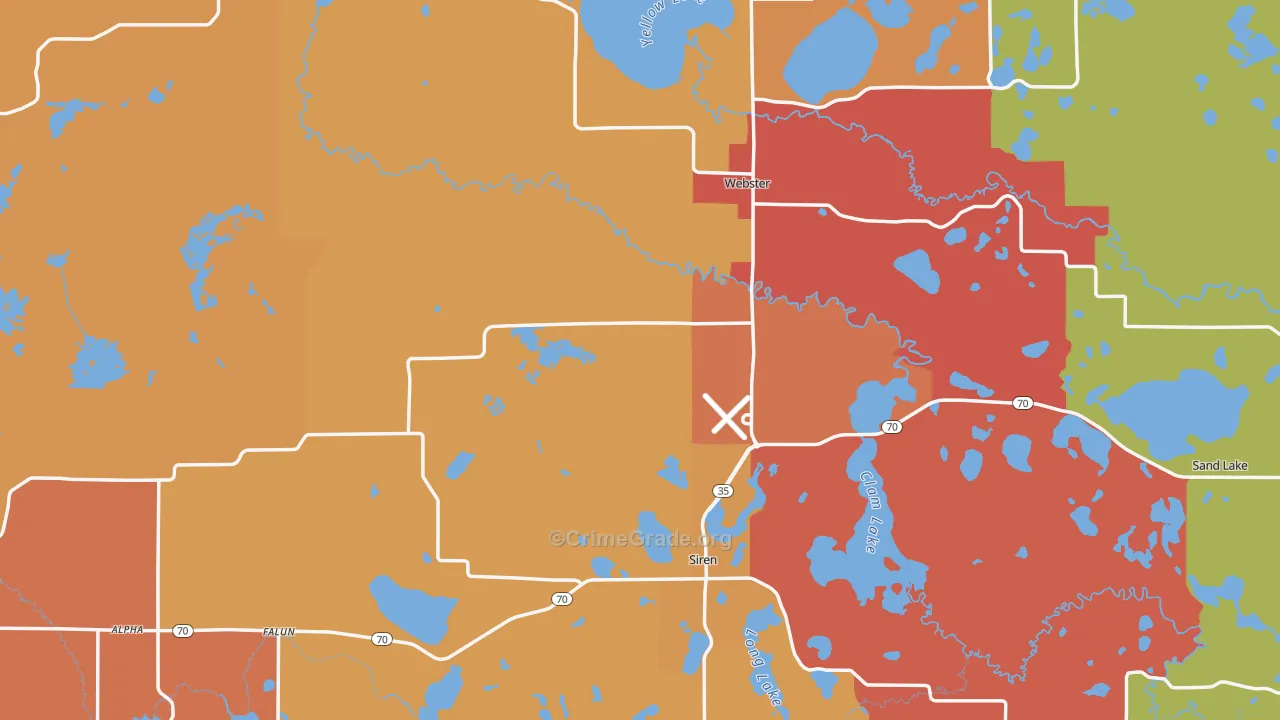 Burnett County, WI Map of Burglary Rates