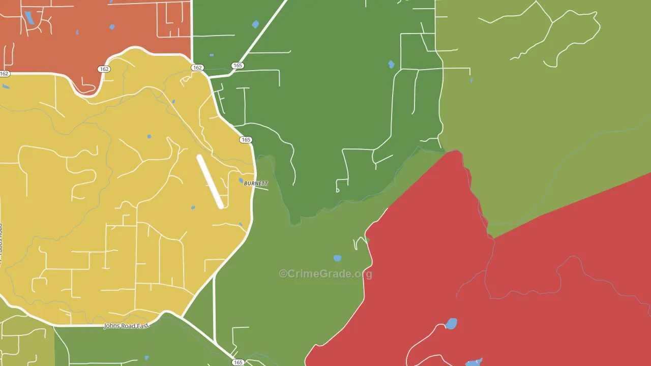 Burnett, WA Map of Burglary Rates