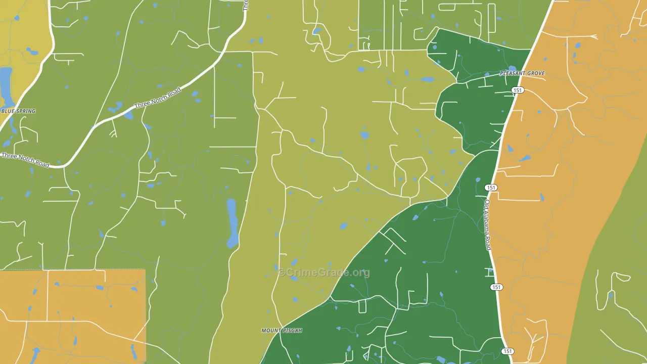 Burning Bush, GA Map of Burglary Rates