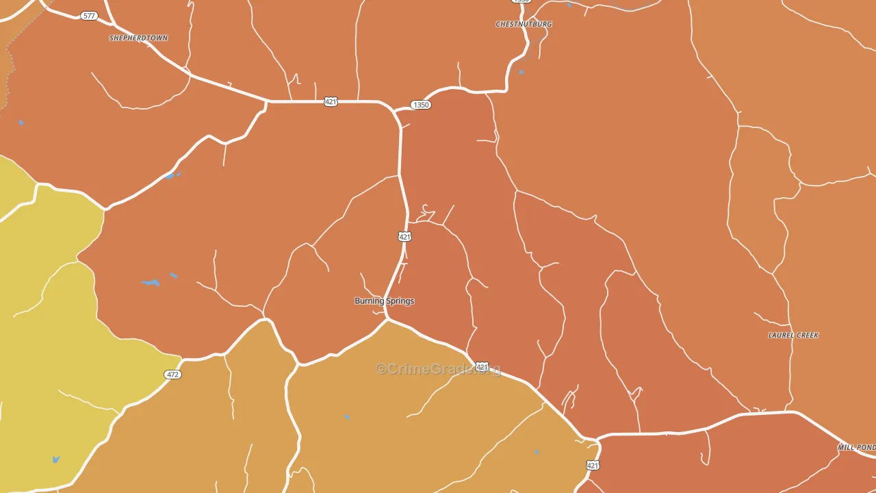 Burning Springs, KY Map of Burglary Rates