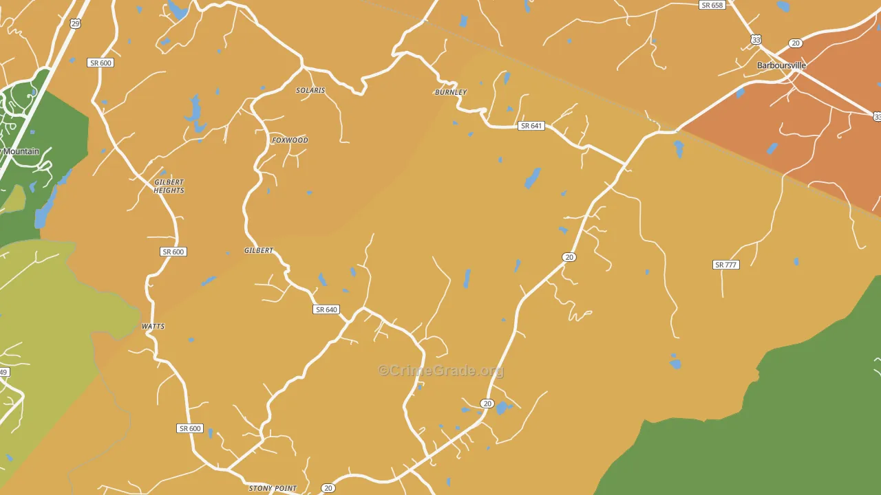 Burnley, VA Map of Burglary Rates