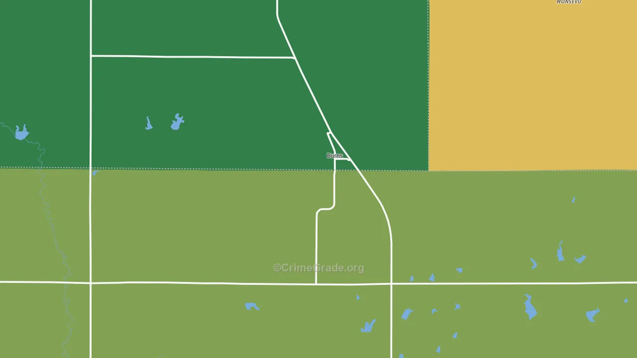 Burns, KS Map of Burglary Rates