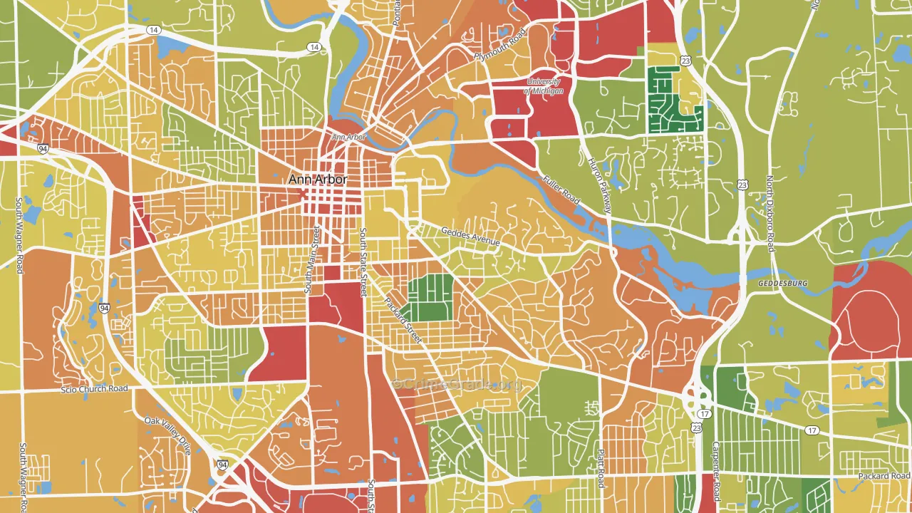 Burns Park, Ann Arbor, MI Map of Burglary Rates