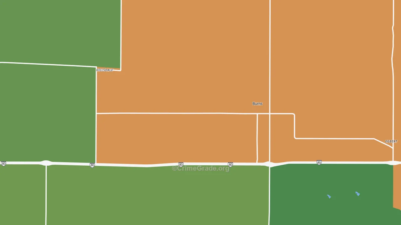 Burns, WY Map of Burglary Rates