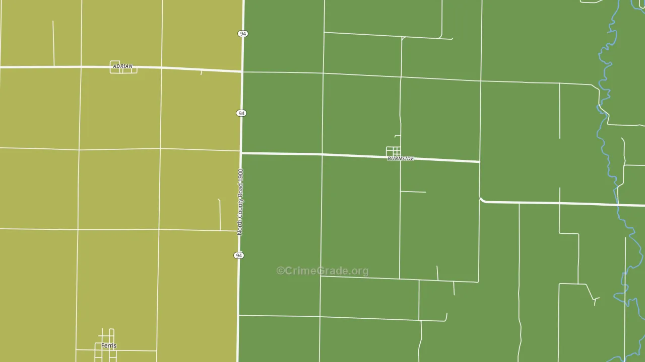 Burnside, IL Map of Burglary Rates