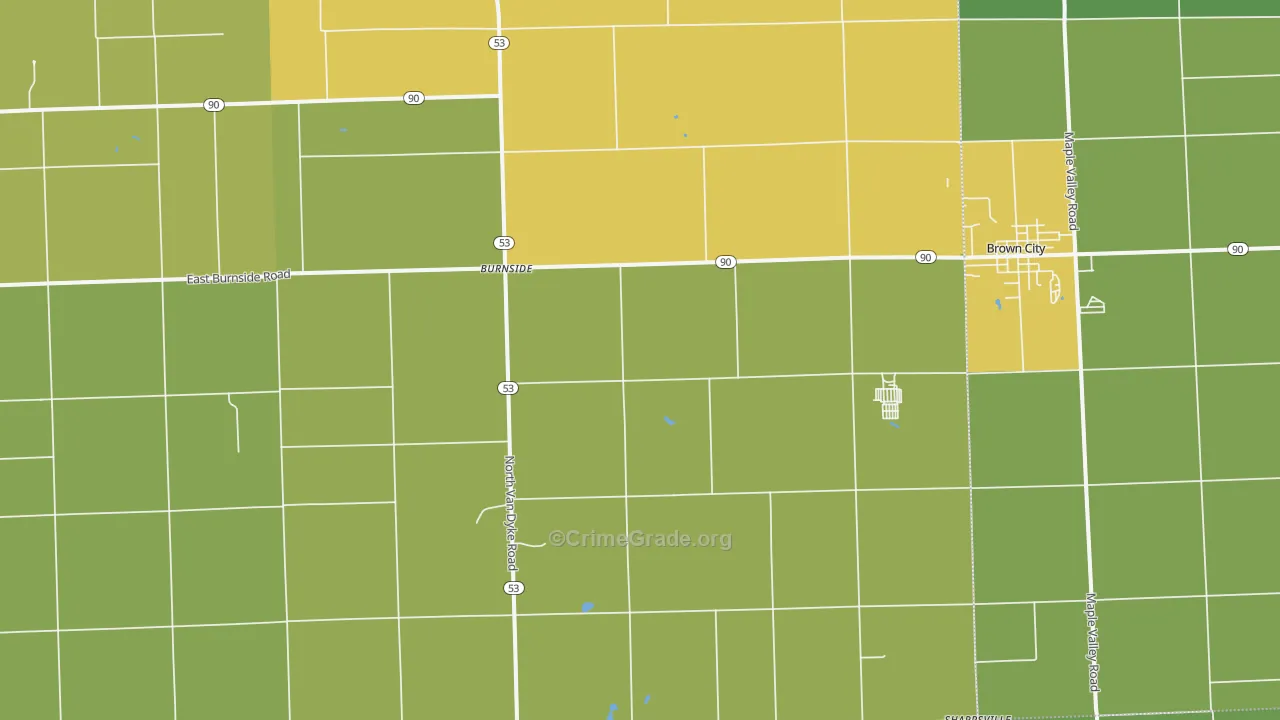Burnside, MI Map of Burglary Rates