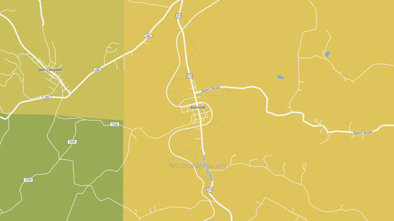 Burnside, PA Map of Burglary Rates