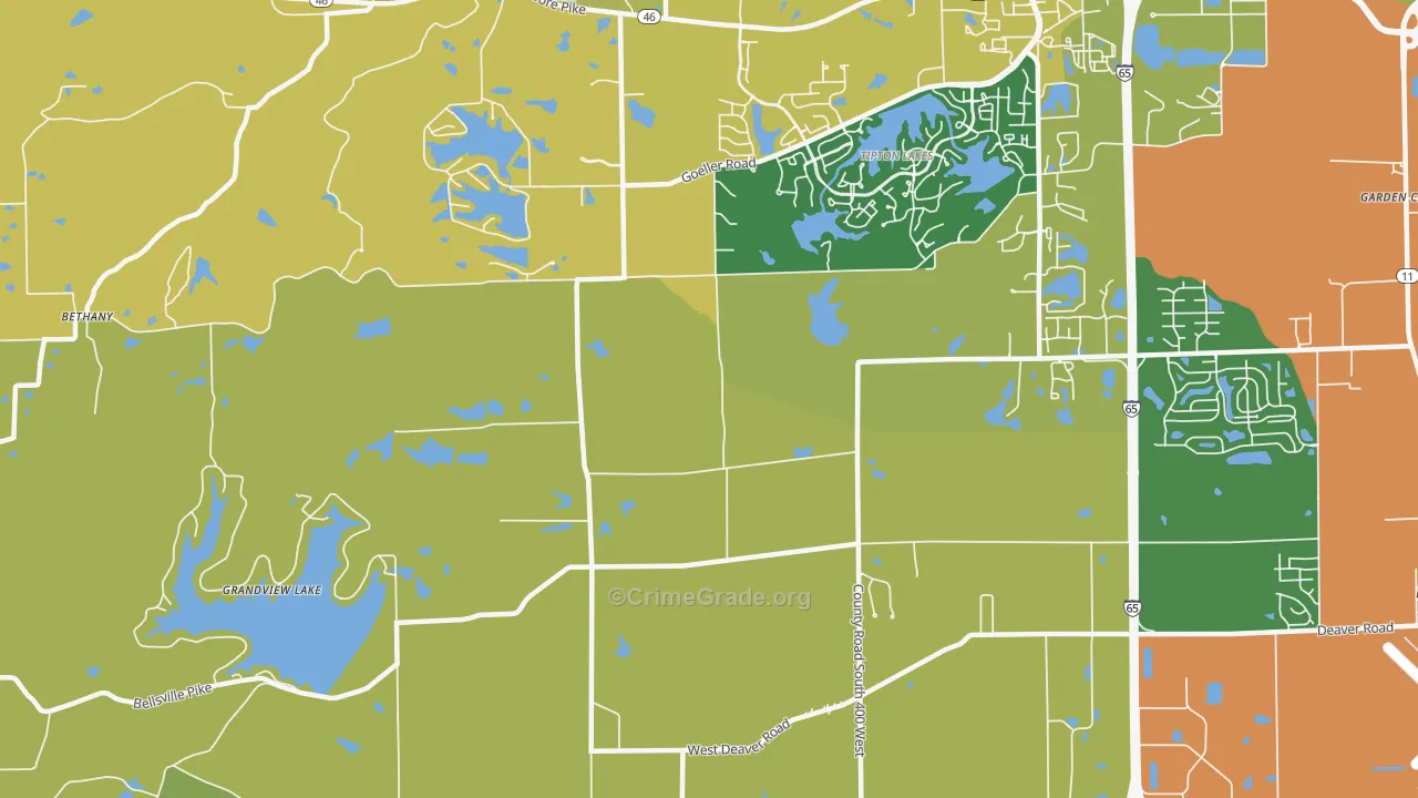 Burnsville, IN Map of Burglary Rates