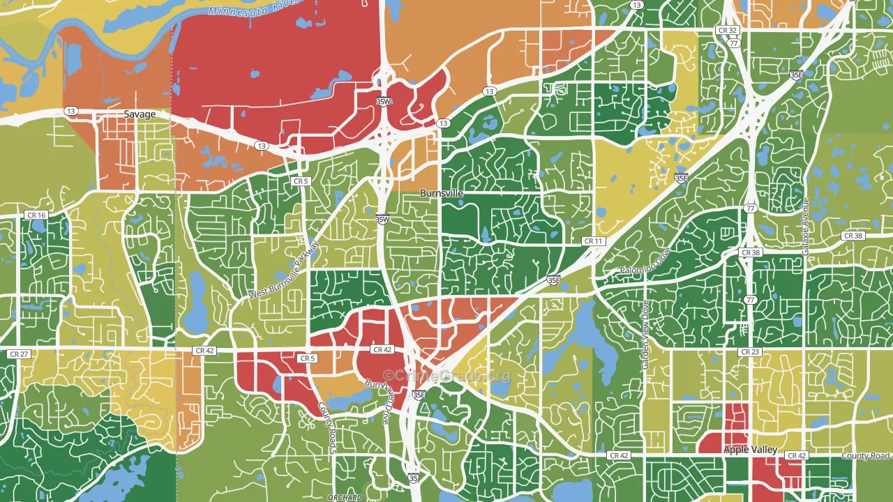 Burnsville, MN Map of Burglary Rates