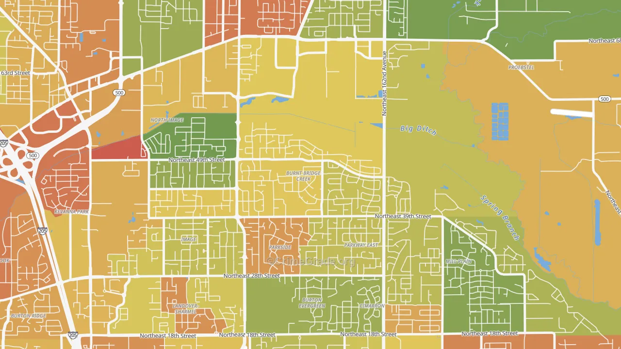 Burnt Bridge Creek, Vancouver, WA Map of Burglary Rates