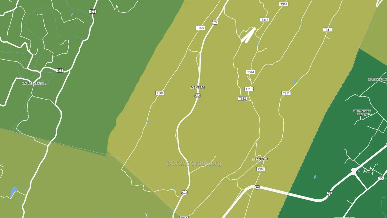 Burnt Cabins, PA Map of Burglary Rates