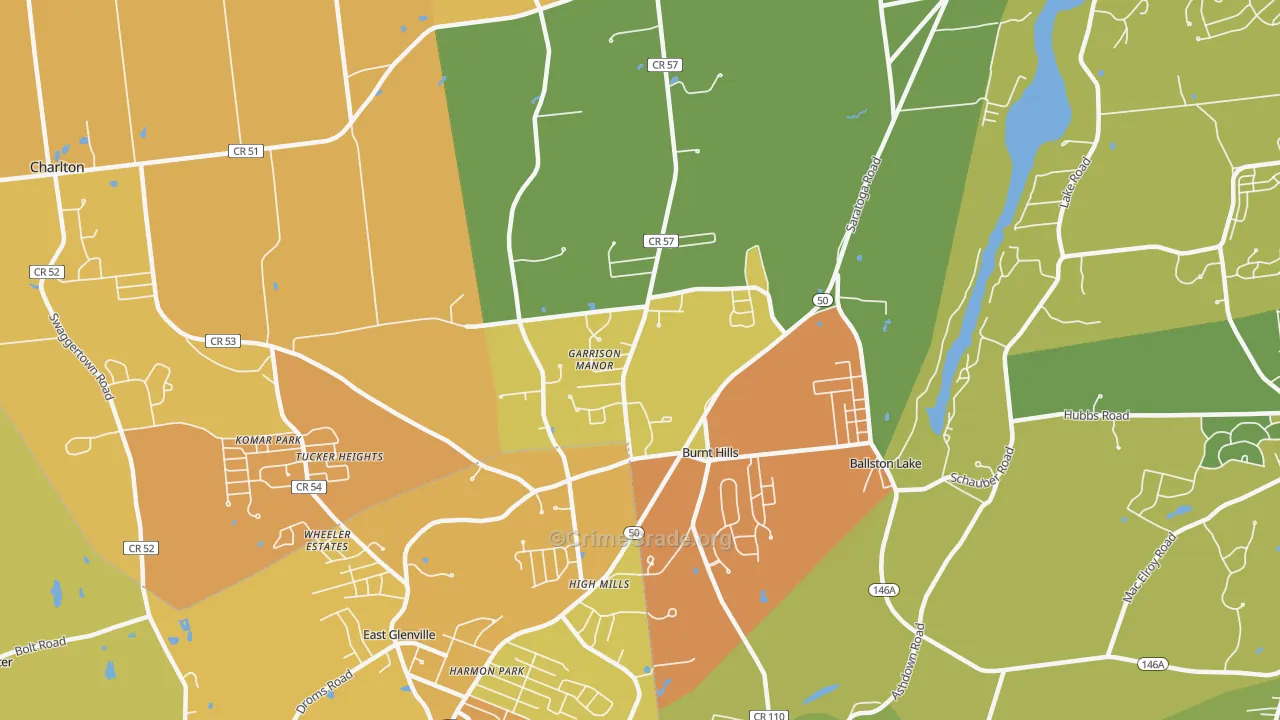 Burnt Hills, NY Map of Burglary Rates
