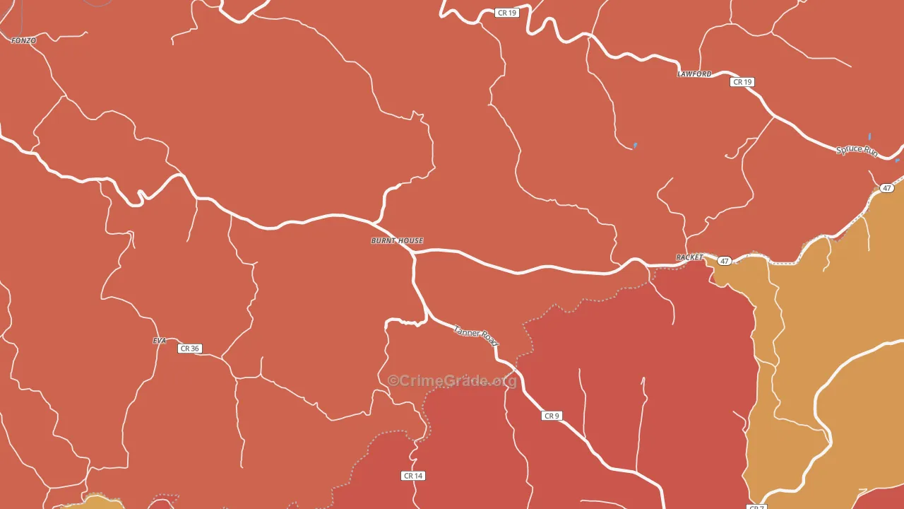 Burnt House, WV Map of Burglary Rates