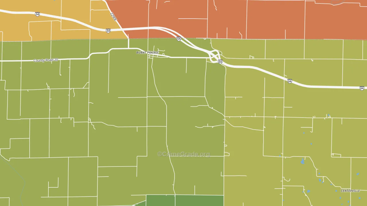 Burnt Prairie, IL Map of Burglary Rates
