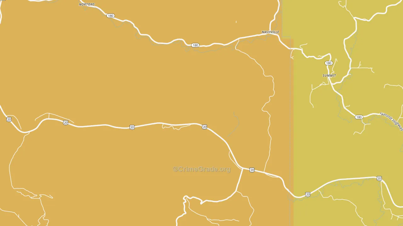Burnt Woods, OR Map of Burglary Rates