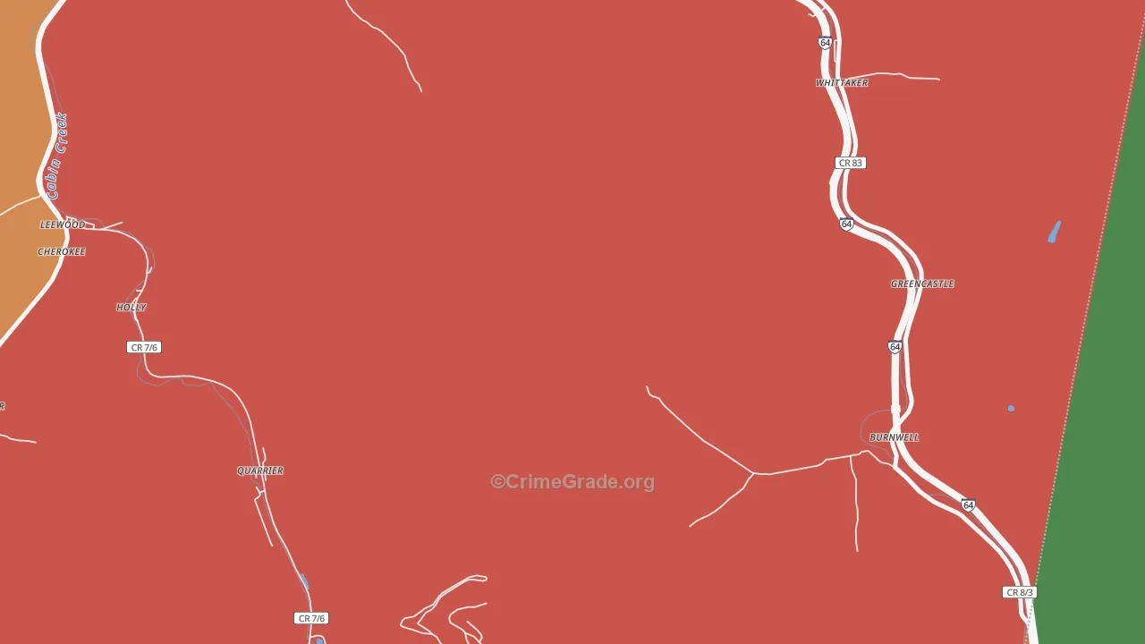 Burnwell, WV Map of Burglary Rates