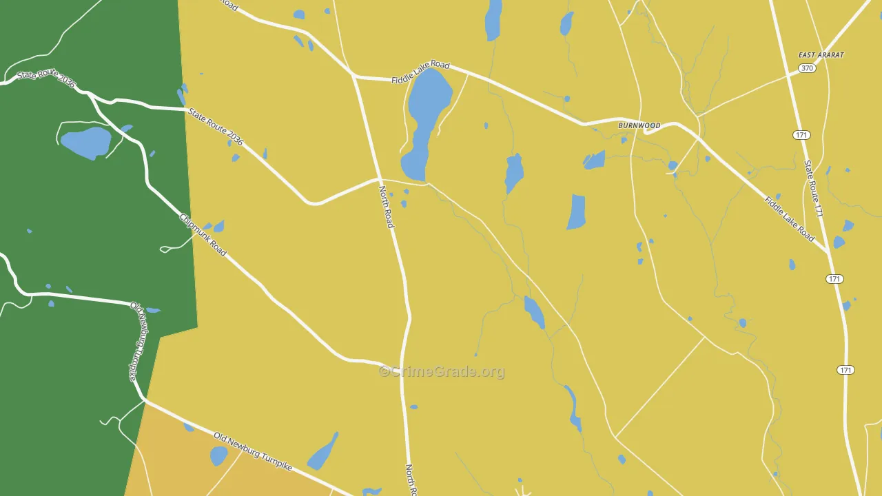 Burnwood, PA Map of Burglary Rates