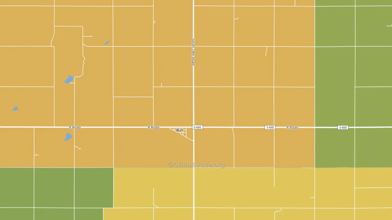 Burr, NE Map of Burglary Rates