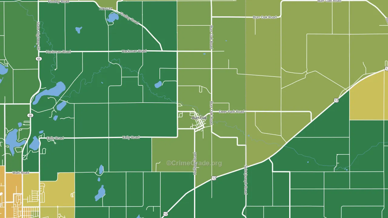 Burr Oak, MI Map of Burglary Rates