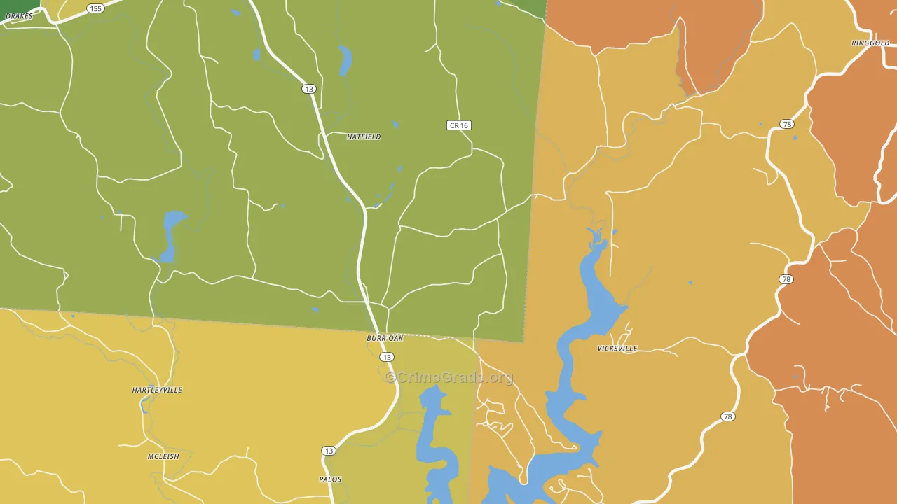 Burr Oak, OH Map of Burglary Rates