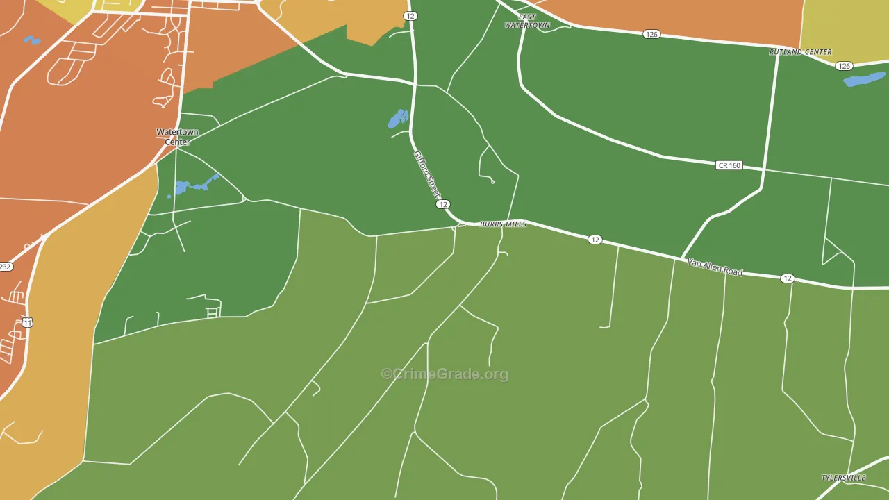 Burrs Mills, NY Map of Burglary Rates