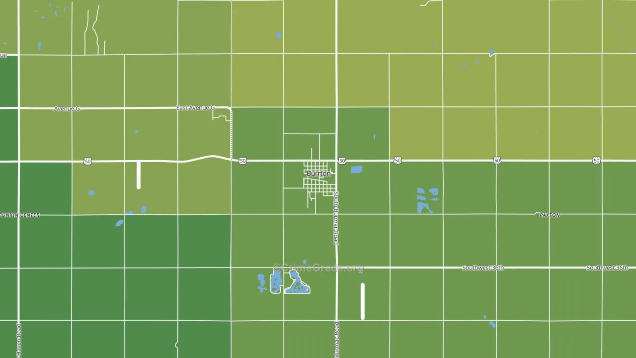 Burrton, KS Map of Burglary Rates