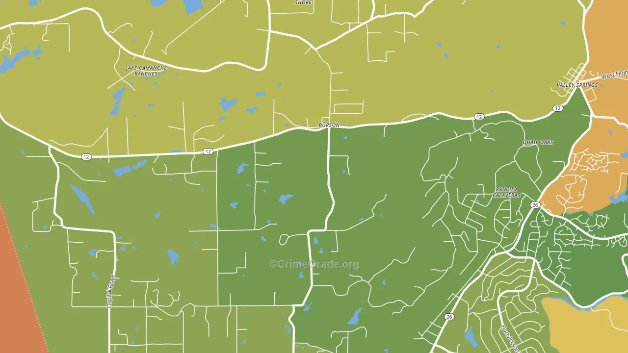 Burson, CA Map of Burglary Rates