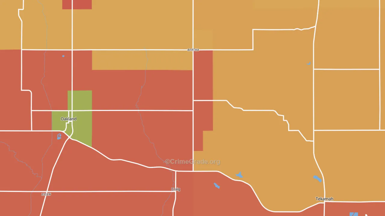 Burt County, NE Map of Burglary Rates
