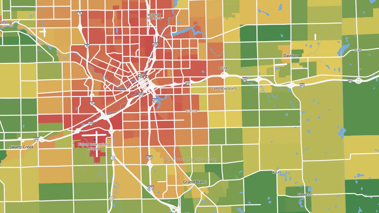 Burton, MI Map of Burglary Rates