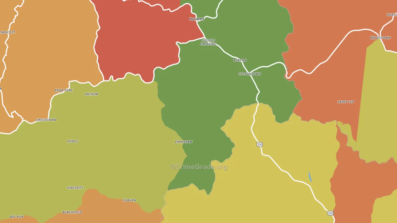 Burton, WV Map of Burglary Rates