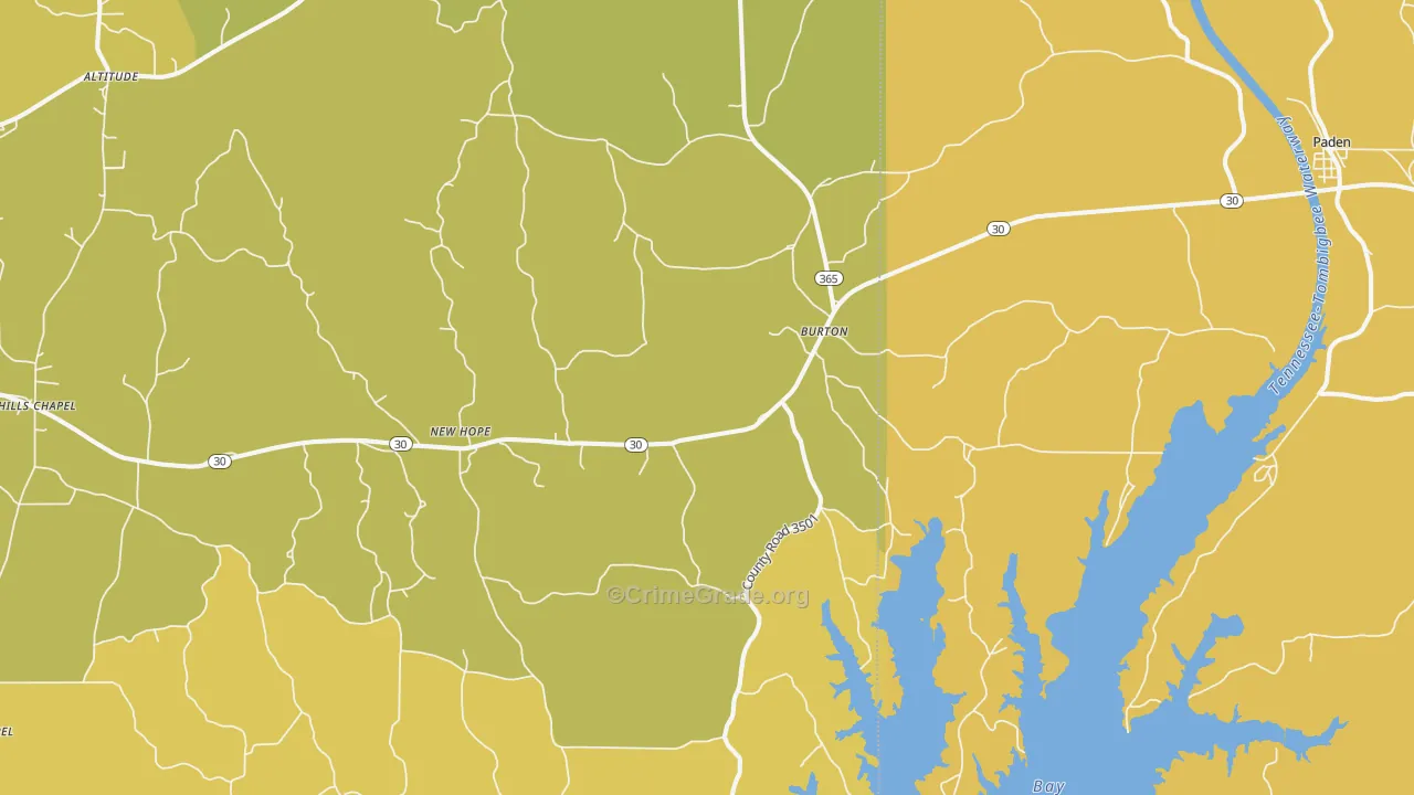 Burtons, MS Map of Burglary Rates
