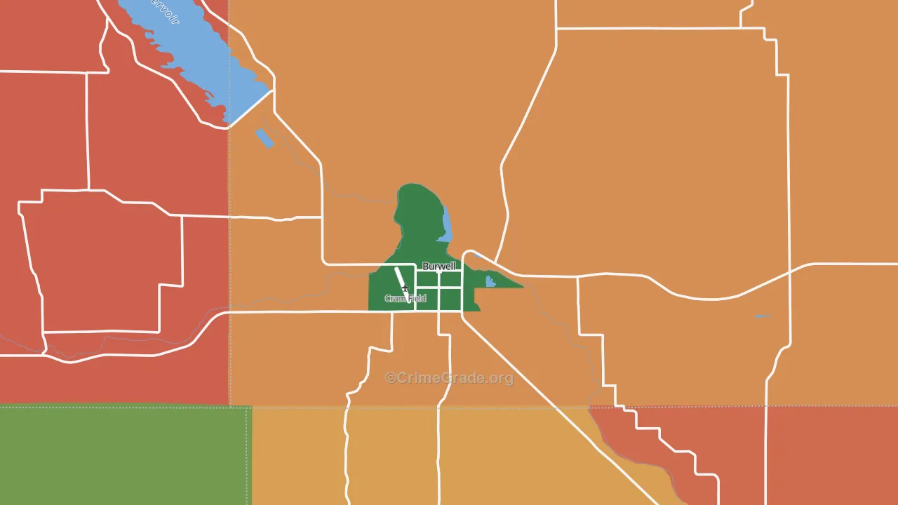 Burwell, NE Map of Burglary Rates
