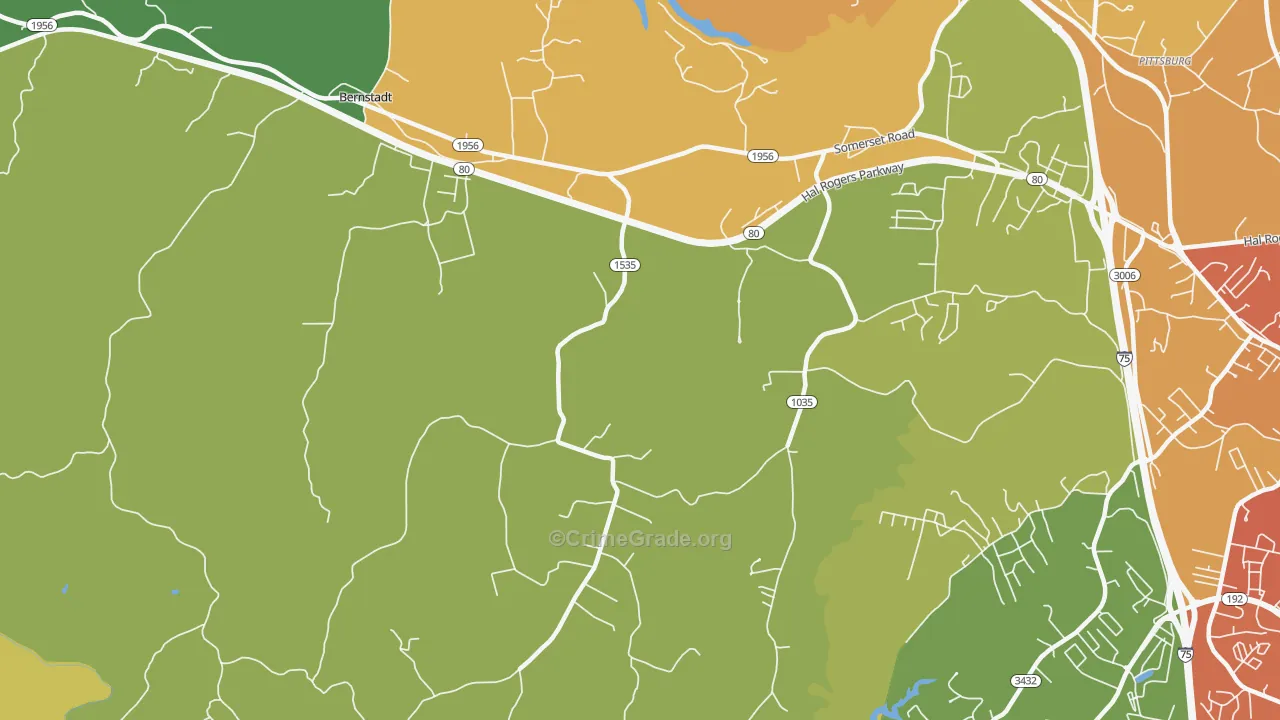 Bush, KY Map of Burglary Rates
