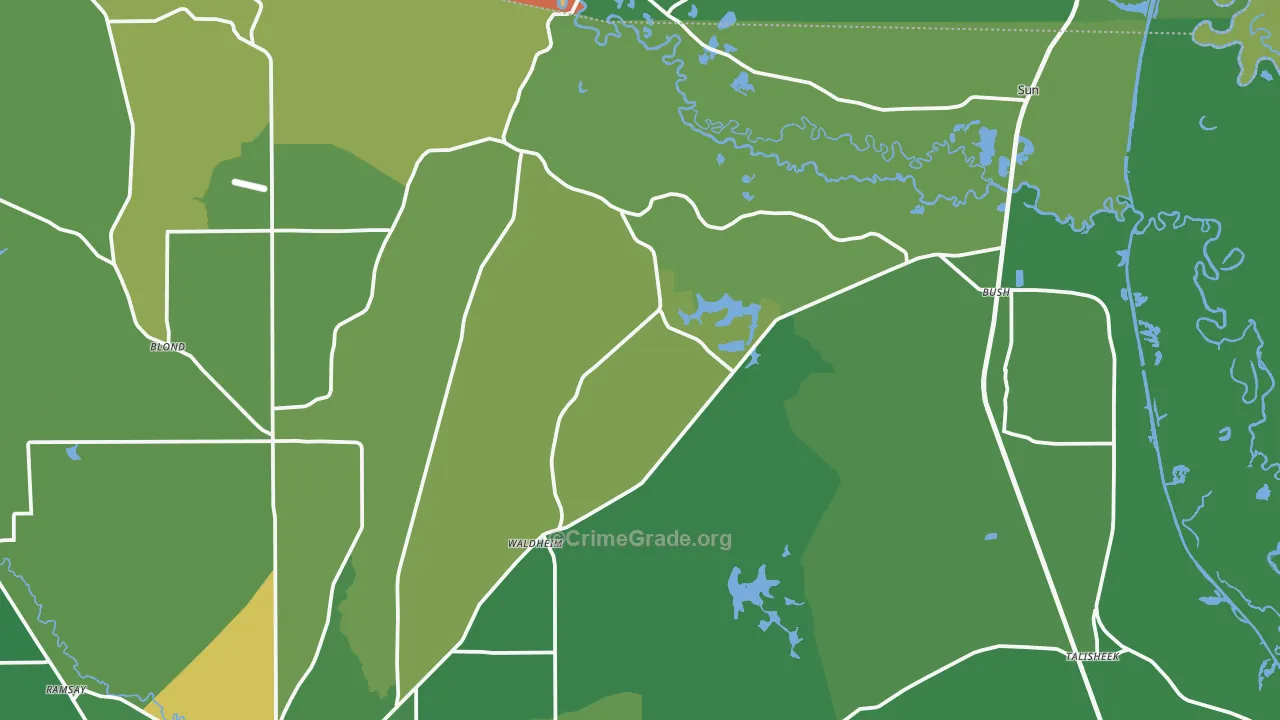 Bush, LA Map of Burglary Rates