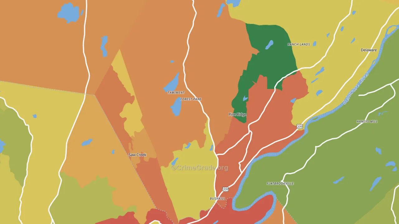 Bushkill, PA Map of Burglary Rates