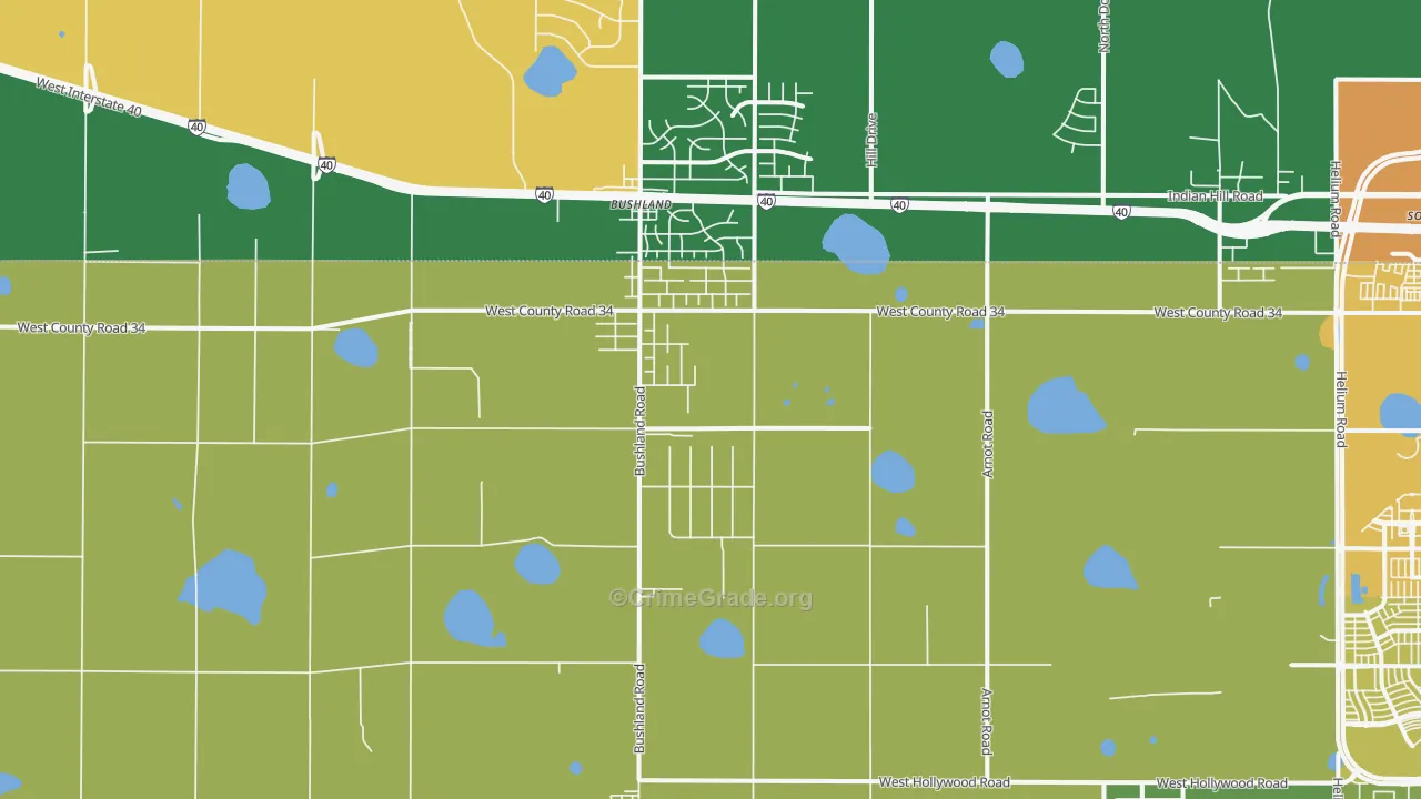 Bushland, TX Map of Burglary Rates
