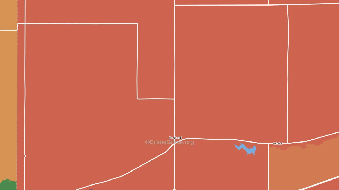 Bushnell, NE Map of Burglary Rates
