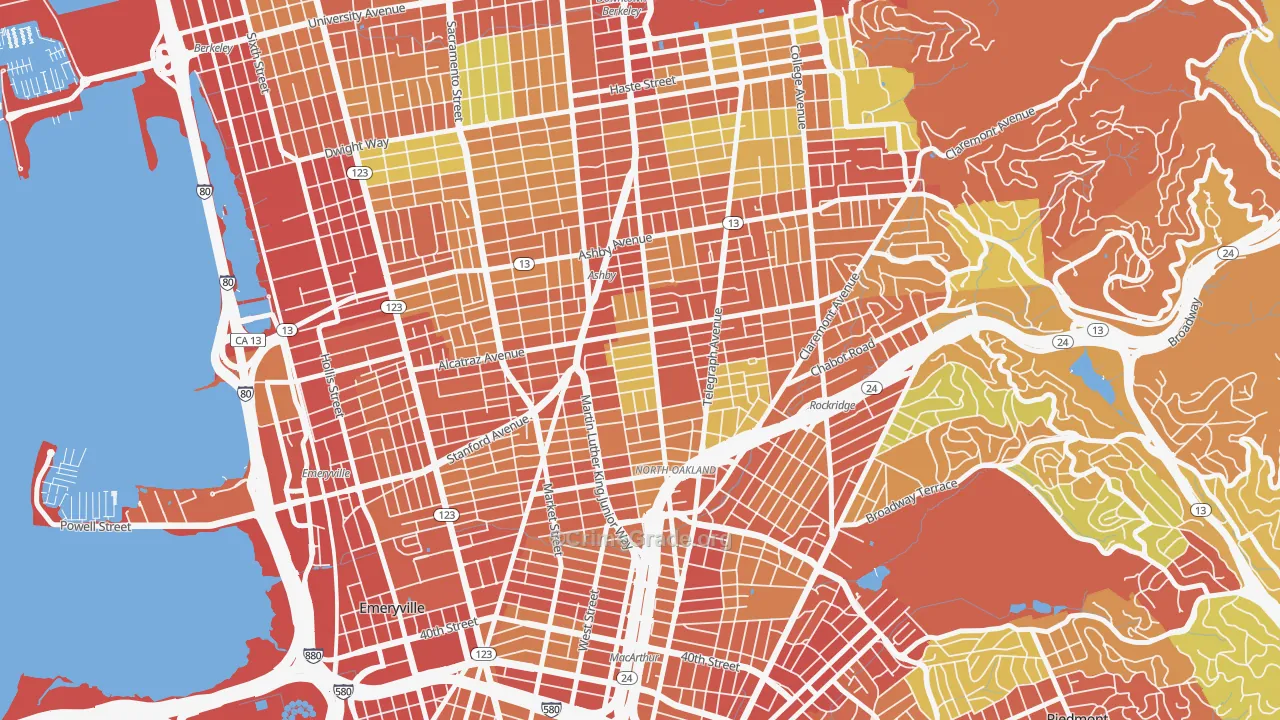 Bushrod, Oakland, CA Map of Burglary Rates