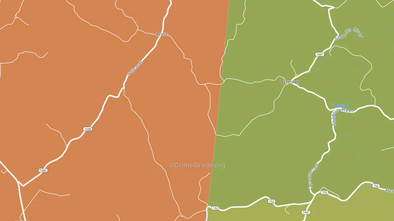 Bushtown, KY Map of Burglary Rates