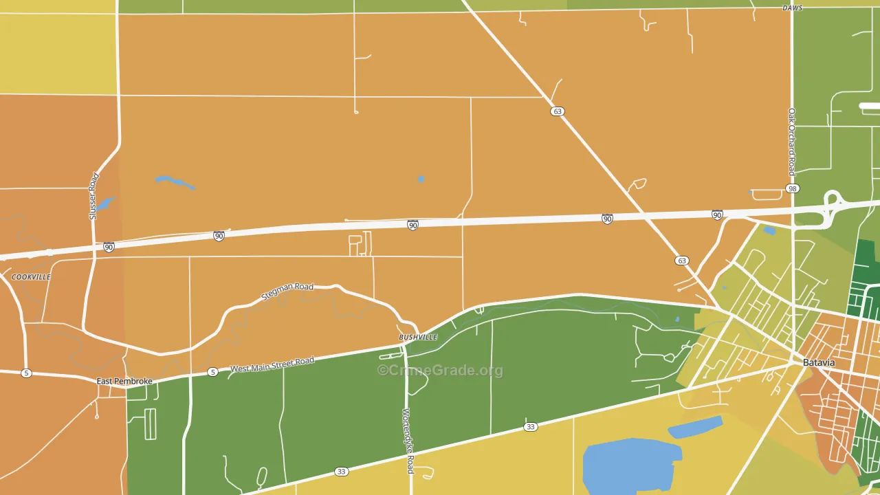 Bushville, NY Map of Burglary Rates