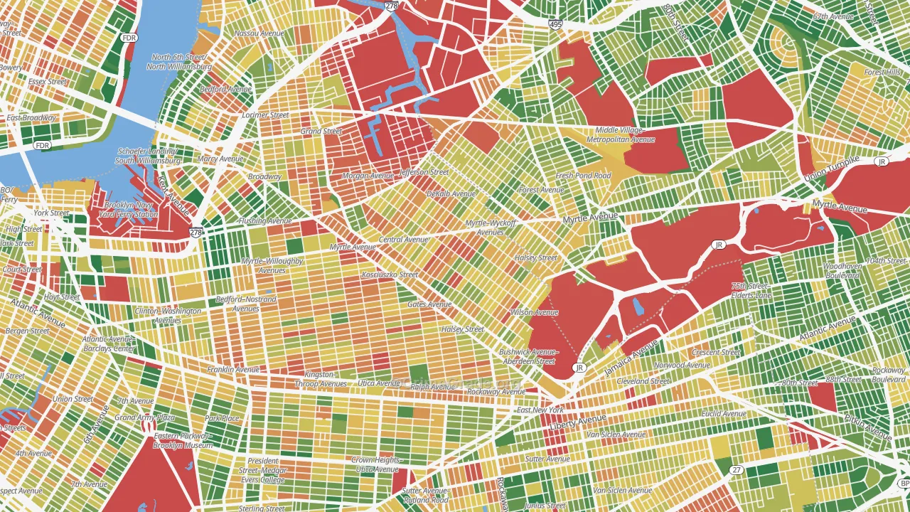 Bushwick, Brooklyn, NY Map of Burglary Rates