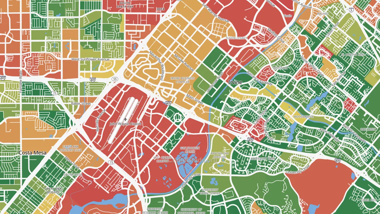 Business District, Irvine, CA Map of Burglary Rates