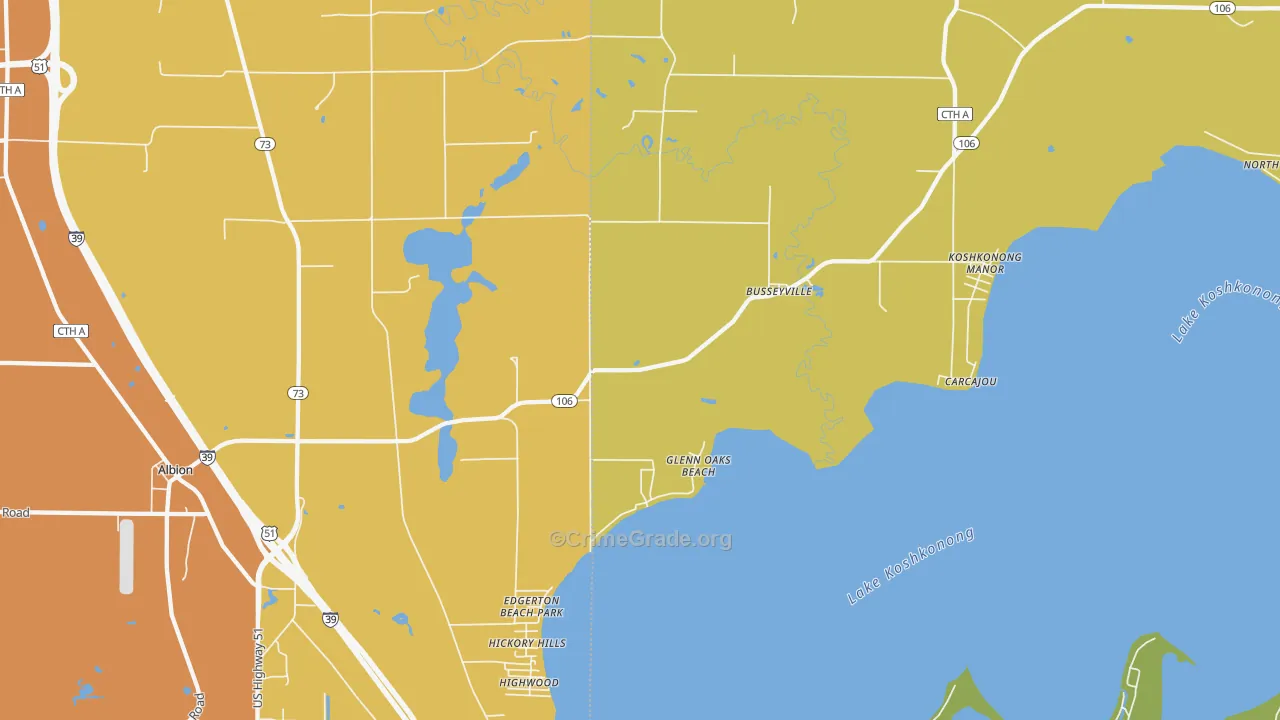 Busseyville, WI Map of Burglary Rates