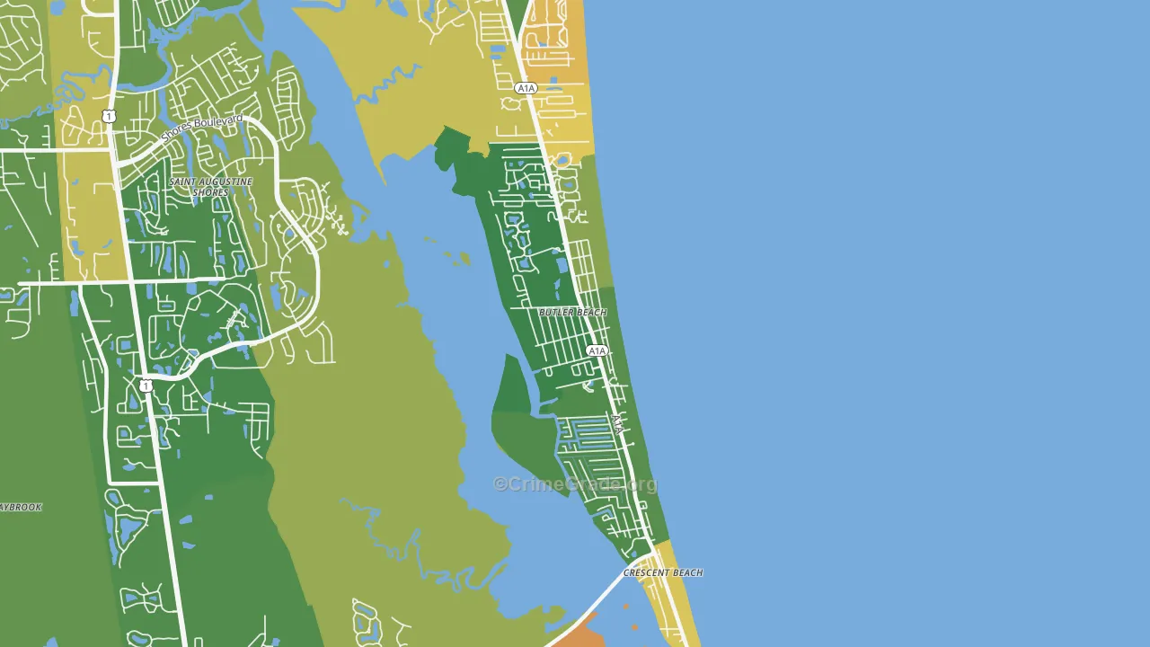 Butler Beach, FL Map of Burglary Rates