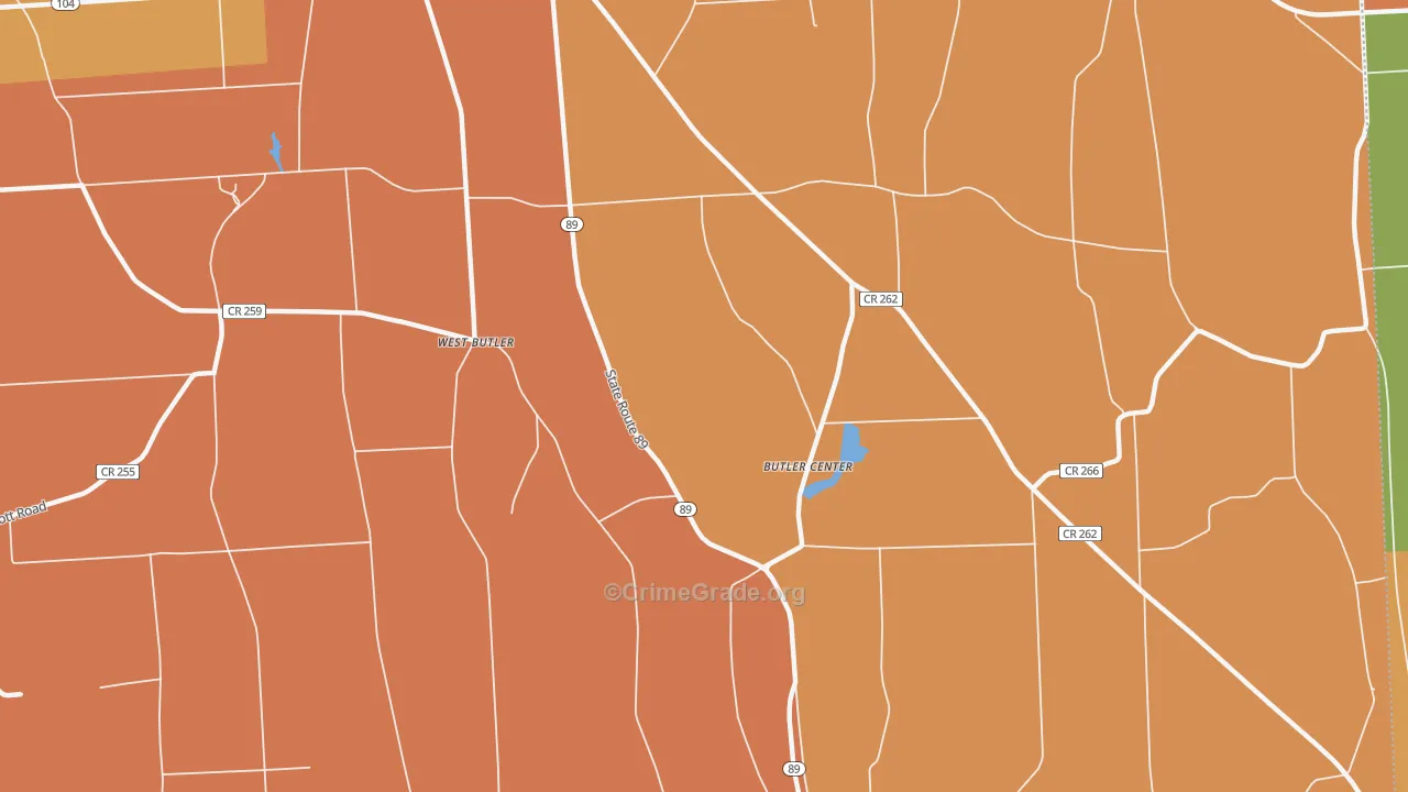 Butler Center, NY Map of Burglary Rates
