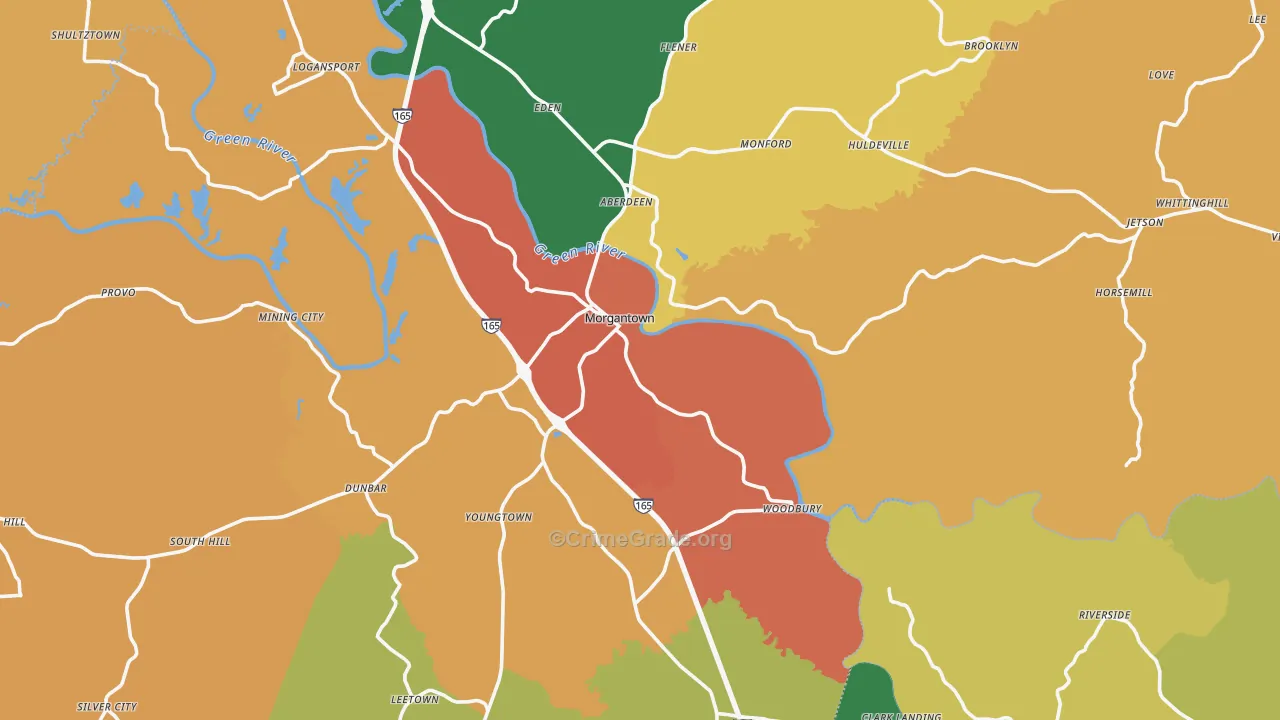 Butler County, KY Map of Burglary Rates