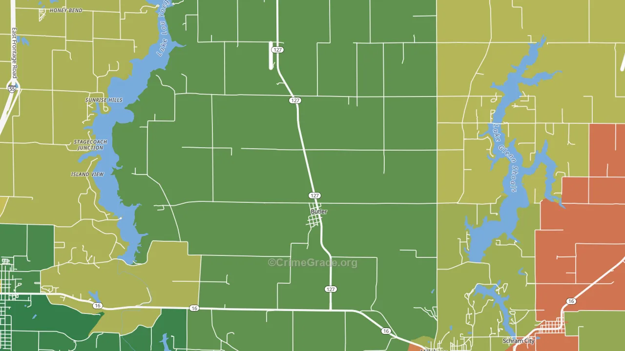 Butler, IL Map of Burglary Rates