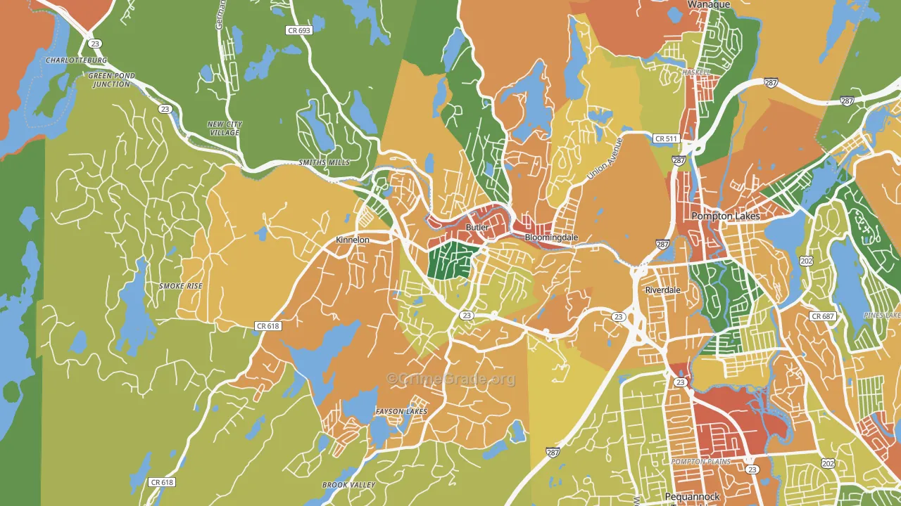 Butler, NJ Map of Burglary Rates