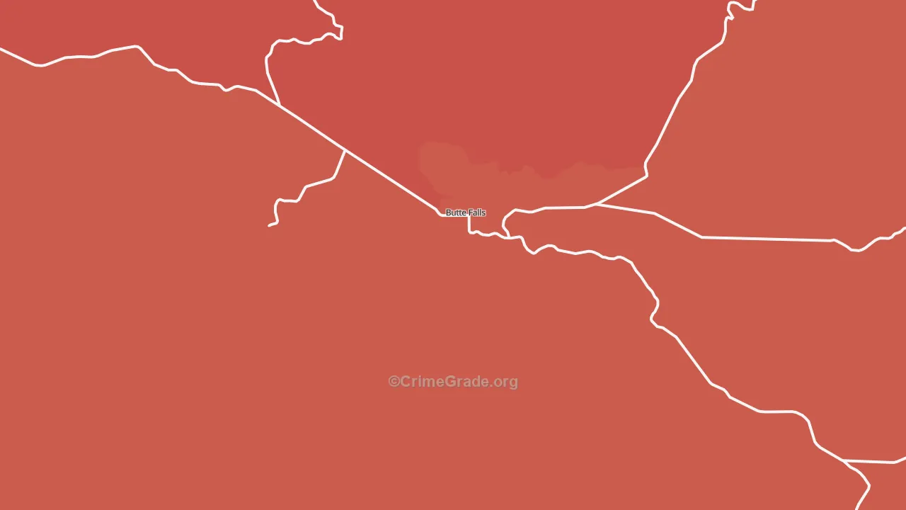 Butte Falls, OR Map of Burglary Rates