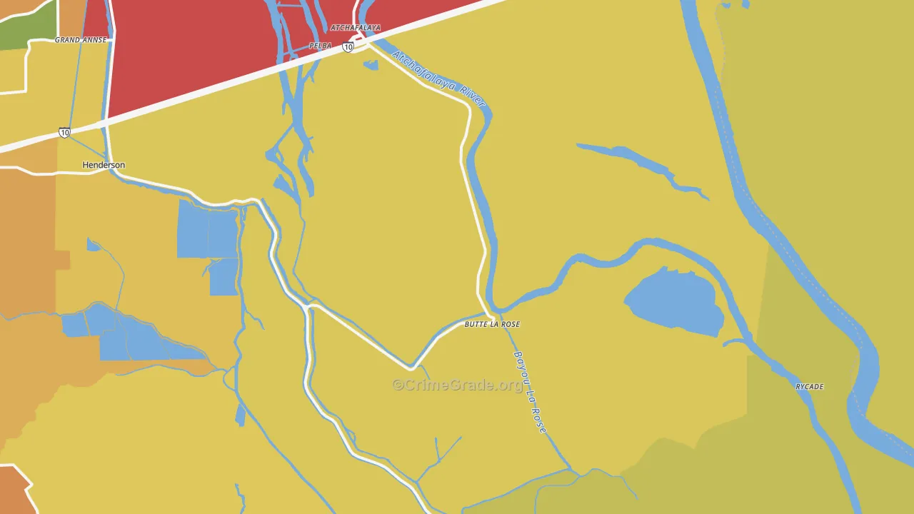 Butte La Rose, LA Map of Burglary Rates